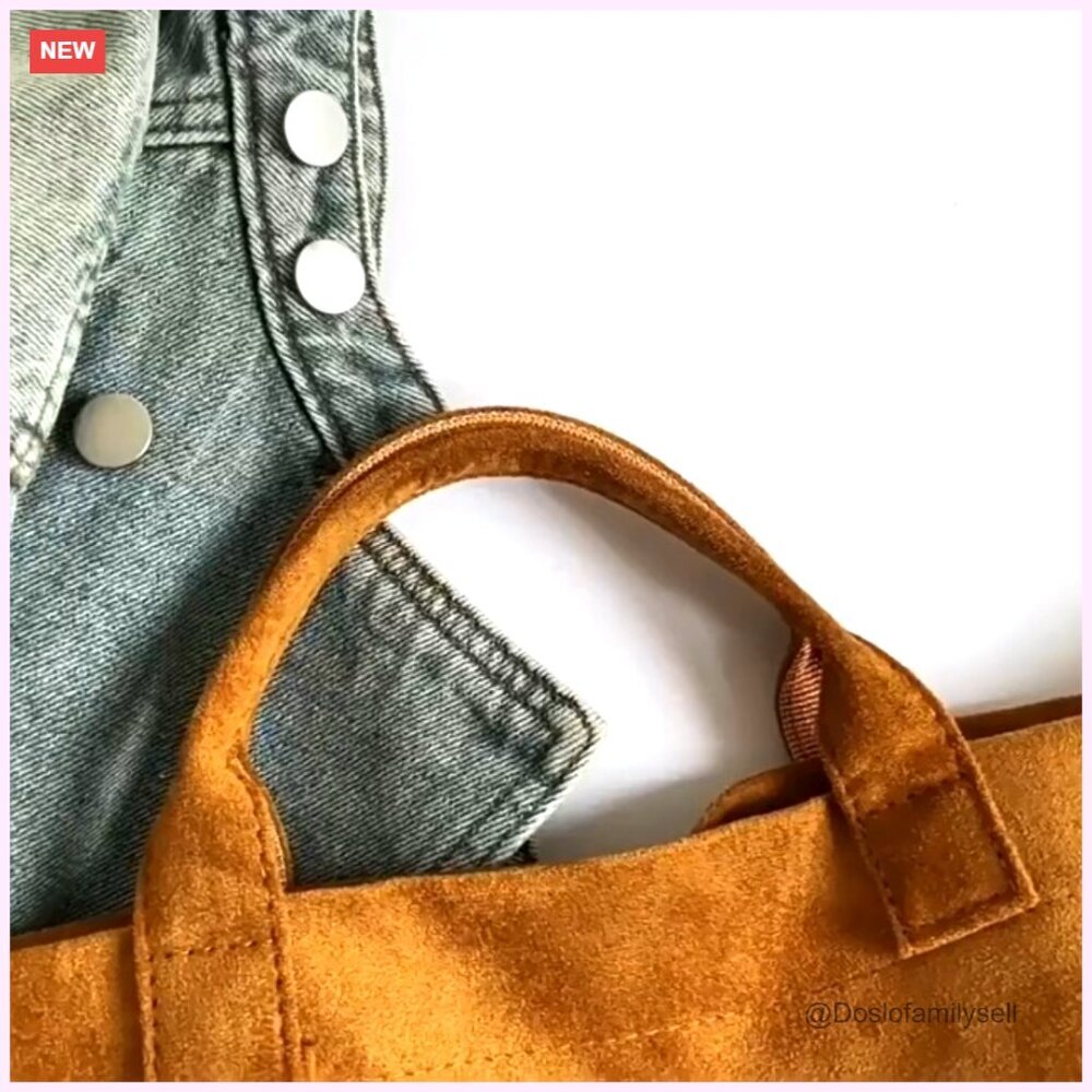 Suede Tote Bag Large Soft Hobo Handbag Letter Print Work Travel Fashion View 6